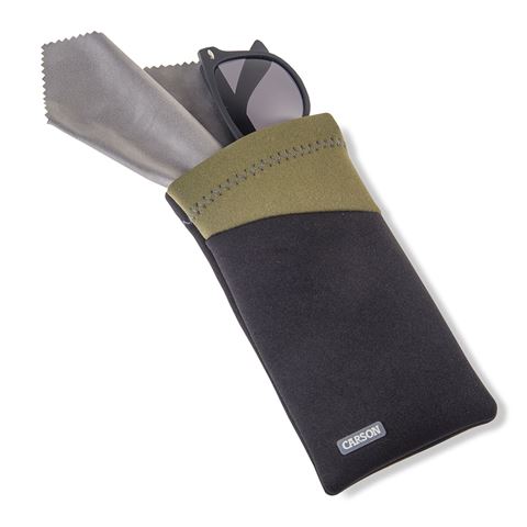 Carson neoprene brillenhoesje met microvezeldoekje - zwart olijf
