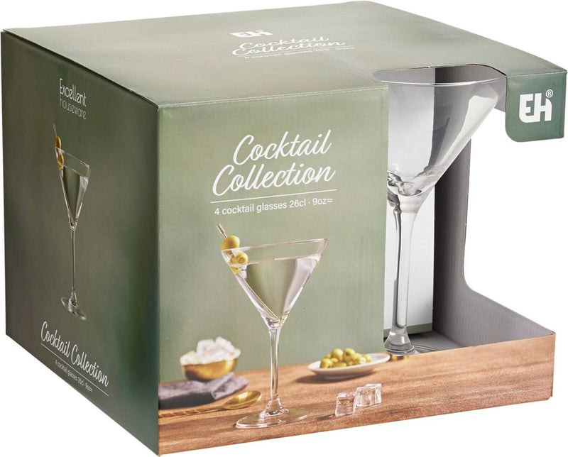 Afbeelding laden in galerijviewer, Excellent houseware cocktailglazenset 4-delig 260ml ã˜10,5xh17cm
