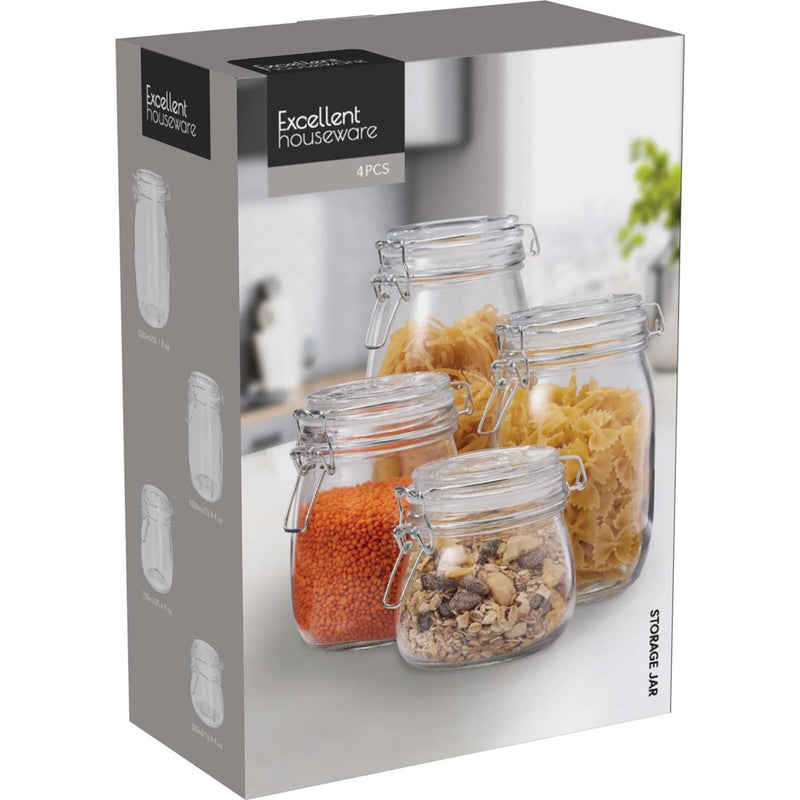 ギャラリービューアに画像をロードする, Excellent houseware voorraadpot glas set 4 stuks in doos
