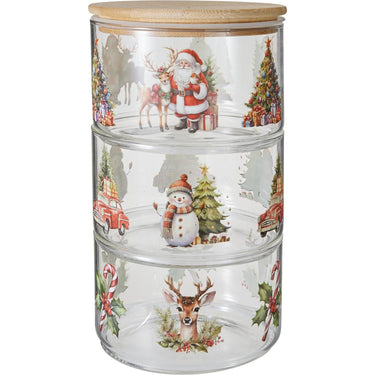 Home styling voorraadpot glas kerst 3-laags