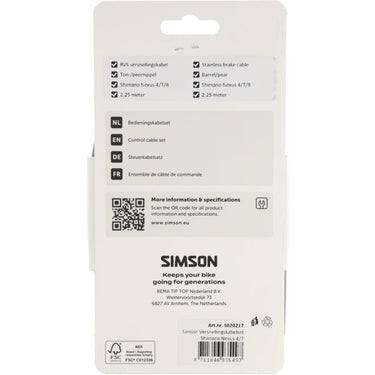 Simson versnellingskabelset nexus 4 7 8 rvs - grijs