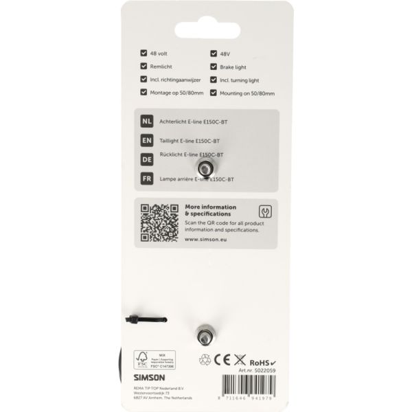 Load image into Gallery viewer, Simson aurora achterlicht e-line e150c-bt
