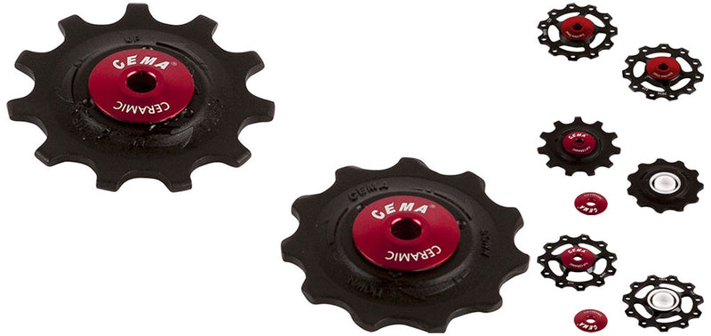 Load image into Gallery viewer, CEMA Derailleurwieltjes ALU 9 10 11V Full Ceramic zwart
