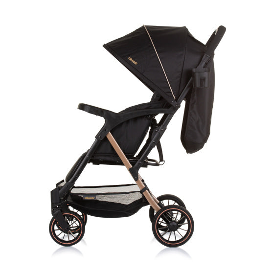 Load image into Gallery viewer, Chipolino amber opvouwbare buggy met voetenhoes obsidian zwart
