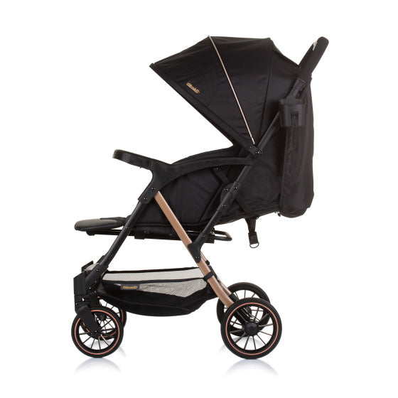 Load image into Gallery viewer, Chipolino amber opvouwbare buggy met voetenhoes obsidian zwart
