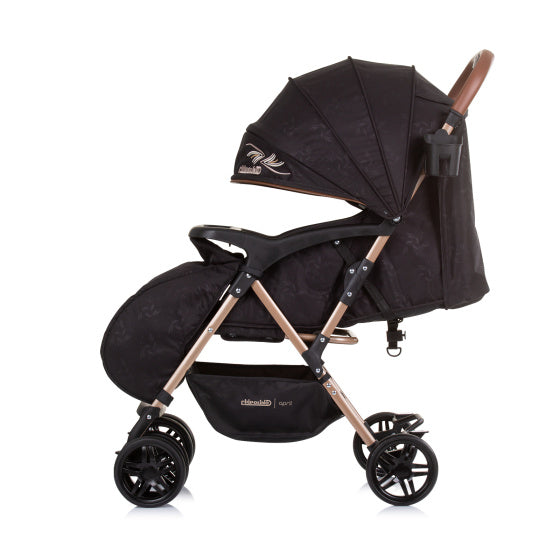 Load image into Gallery viewer, Chipolino april opvouwbare buggy met voetenhoes obsidian zwart
