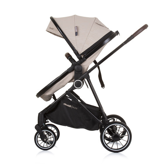Load image into Gallery viewer, Chipolino aura opvouwbare 3-in-1 kinderwagen met luiertas macadamia beige zwart
