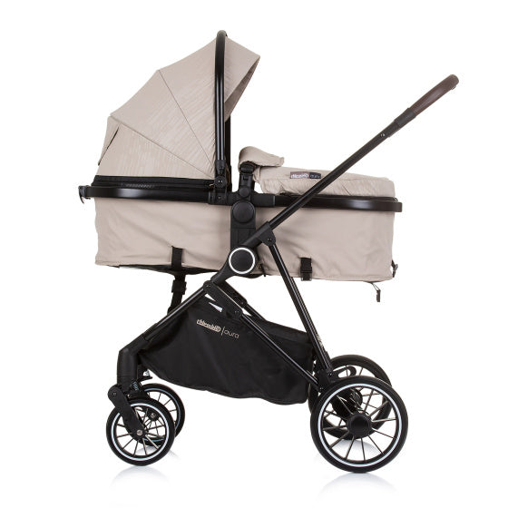 Load image into Gallery viewer, Chipolino aura opvouwbare 3-in-1 kinderwagen met luiertas macadamia beige zwart
