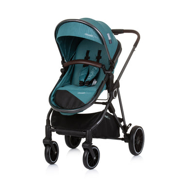 Chipolino aura opvouwbare 3-in-1 kinderwagen met luiertas teal petrolblauw zwart