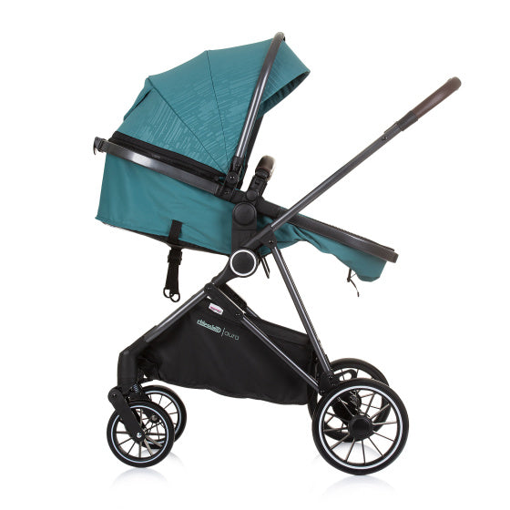 Load image into Gallery viewer, Chipolino aura opvouwbare 3-in-1 kinderwagen met luiertas teal petrolblauw zwart
