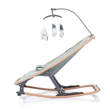 Chipolino velvet opvouwbare wipstoel met mobiel aloe wood mintgroen beige