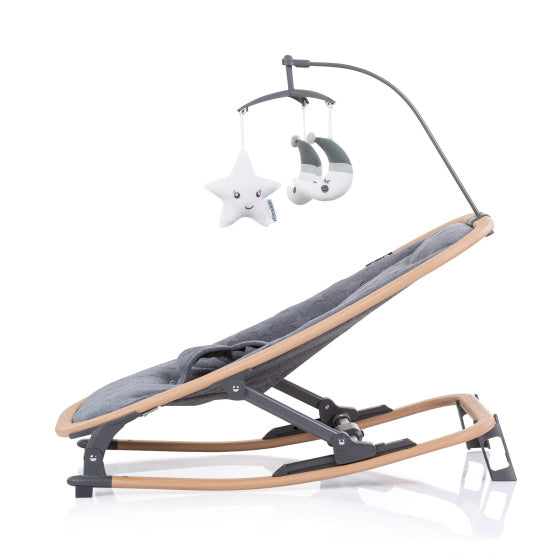 Load image into Gallery viewer, Chipolino velvet opvouwbare wipstoel met mobiel graphite wood grijs beige
