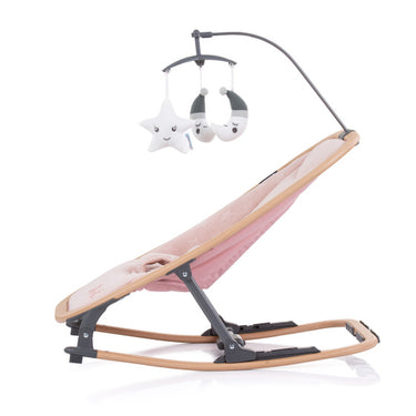 Chipolino velvet opvouwbare wipstoel met mobiel rose water wood roze