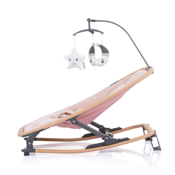 Load image into Gallery viewer, Chipolino velvet opvouwbare wipstoel met mobiel rose water wood roze
