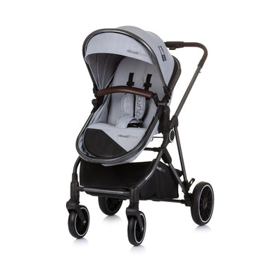 Chipolino aura opvouwbare 3-in-1 kinderwagen met luiertas ash grijs zwart
