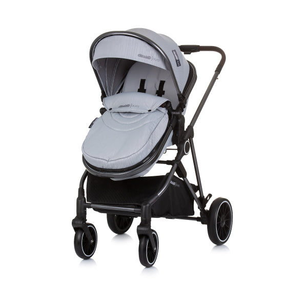 Load image into Gallery viewer, Chipolino aura opvouwbare 3-in-1 kinderwagen met luiertas ash grijs zwart
