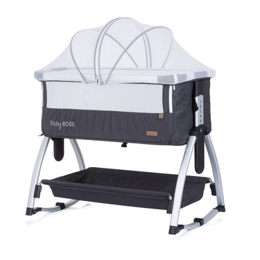 Chipolino baby boss co-sleeper met schommelfunctie klamboe anthracite grijs zilver