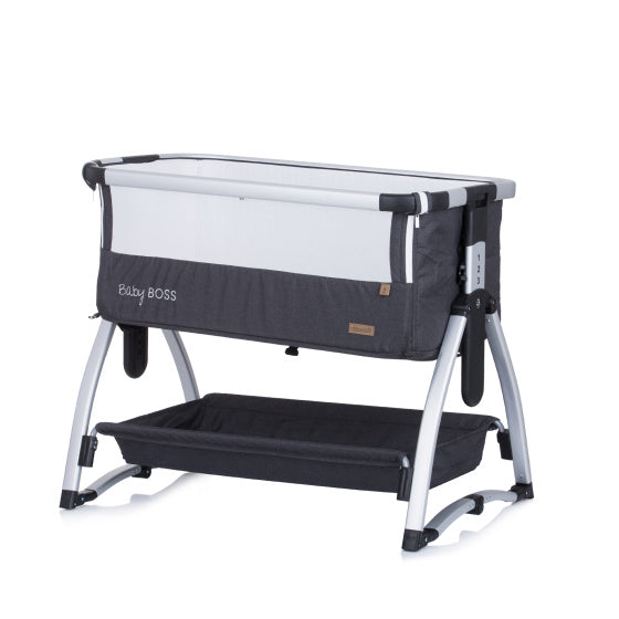 Load image into Gallery viewer, Chipolino baby boss co-sleeper met schommelfunctie klamboe anthracite grijs zilver
