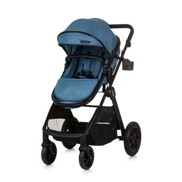 Chipolino harmony opvouwbare 3-in-1 kinderwagen met luiertas jeans blauw zwart