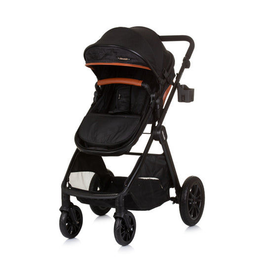 Chipolino harmony opvouwbare 3-in-1 kinderwagen met luiertas obsidian zwart