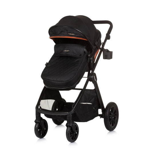 Chipolino harmony opvouwbare 3-in-1 kinderwagen met luiertas obsidian zwart