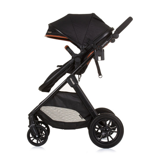 Chipolino harmony opvouwbare 3-in-1 kinderwagen met luiertas obsidian zwart