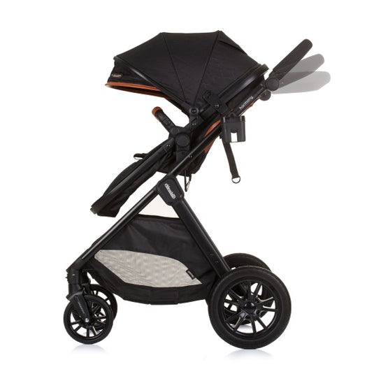 Chipolino harmony opvouwbare 3-in-1 kinderwagen met luiertas obsidian zwart