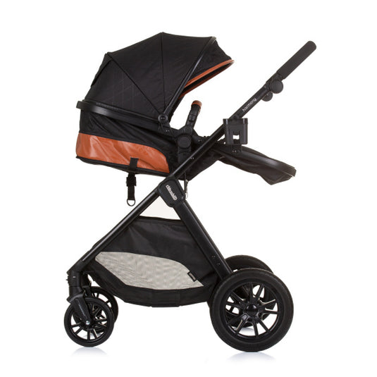 Chipolino harmony opvouwbare 3-in-1 kinderwagen met luiertas obsidian zwart