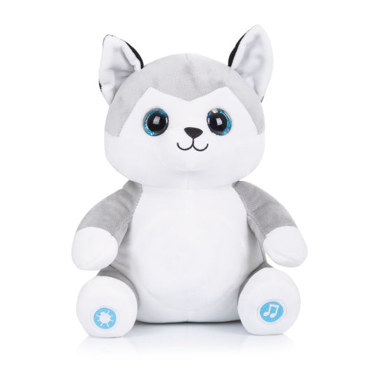 Load image into Gallery viewer, Chipolino pluche baby nachtlamp knuffelhusky met muziek licht
