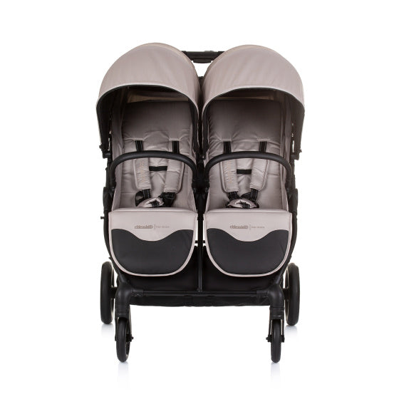 Load image into Gallery viewer, Chipolino top opvouwbare buggy voor 2 macadamia beige zwart
