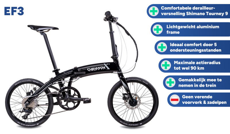 Load image into Gallery viewer, Chrisson ef3 20 inch 32 cm unisex 9v mechanische schijfrem zwart
