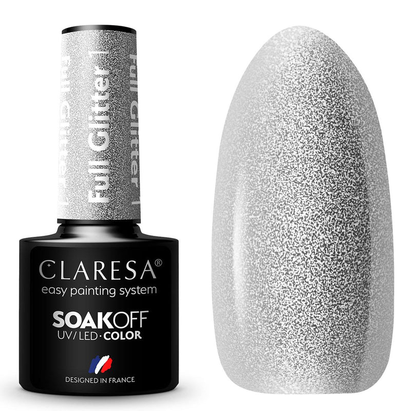 Load image into Gallery viewer, Claresa uv led gellak 5ml full glitter 1 silver
