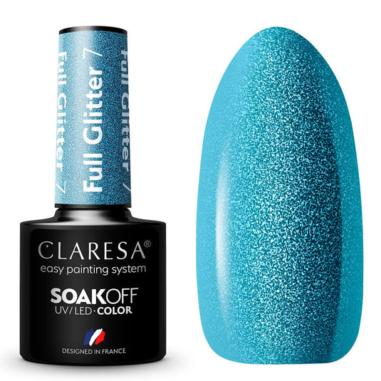 Claresa uv led gellak 5ml full glitter 7 blue