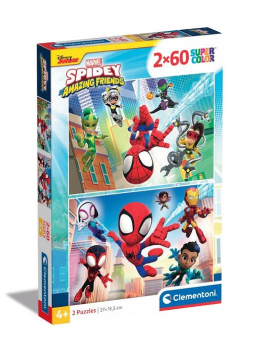 Clementoni puzzel 2x60pcs spidey and his amazing friends =2023==blocco licenza=