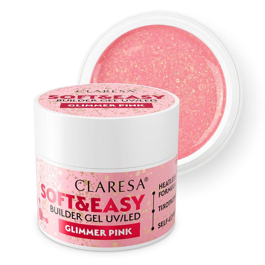 Claresa keratine soft easy builder gel glimmer pink 45gr.