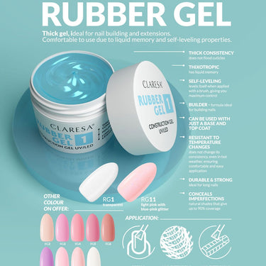 Claresa rubber gel 11 sparkle soft pink 45gr.