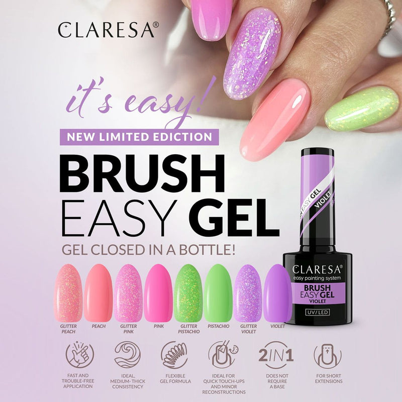 Afbeelding laden in galerijviewer, Claresa brush easy gel glitter violet 5ml
