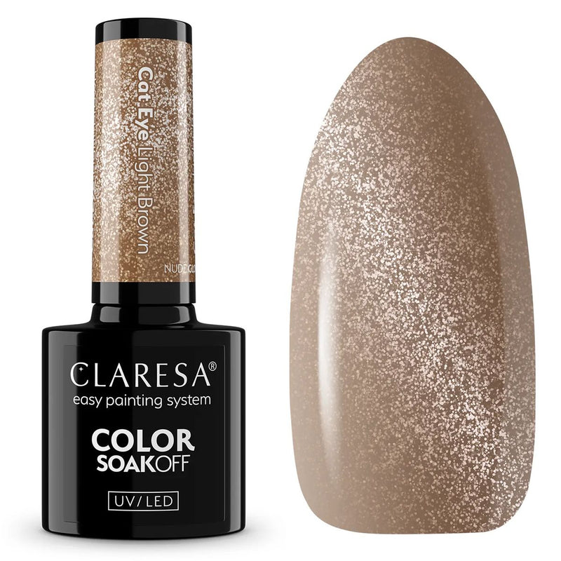 ギャラリービューアに画像をロードする, Claresa uv led gellak 5ml nude glow - cat eye light brown

