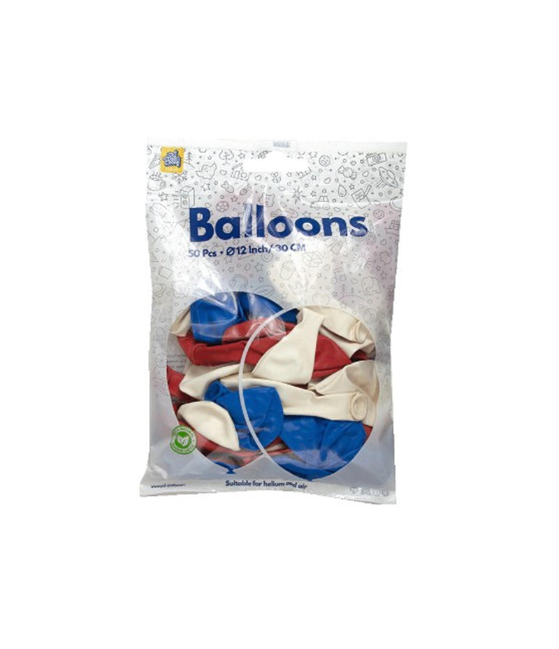 Laden Sie das Bild in Galerie -Viewer, Paperdreams ballonnen rood wit blauw 30cm 50 stuks
