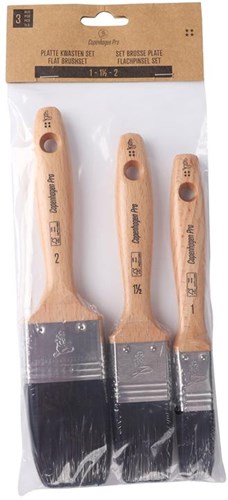 Afbeelding laden in galerijviewer, Copenhagen pro kwastenset - platte kwast - maat 1-1,5-2 - synthetisch haar - 3-delig - fsc houten steel - 23.900.04
