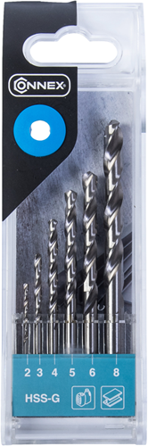 Connex producten set staalboren 2 8mm 6dlg blauw