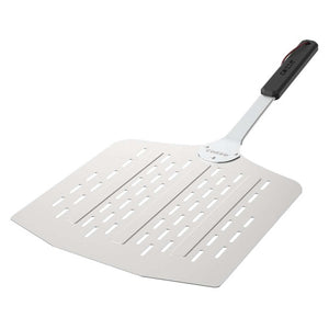 Cozze Pizzaschep met gaatjes Aluminium 66 cm zilver zwart