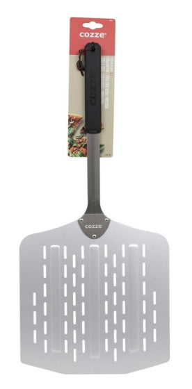 Load image into Gallery viewer, Cozze Pizzaschep met gaatjes Aluminium 66 cm zilver zwart
