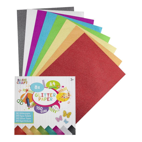 Grafix glitterpapier a4 8 vel