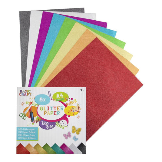 Grafix glitterpapier a4 8 vel