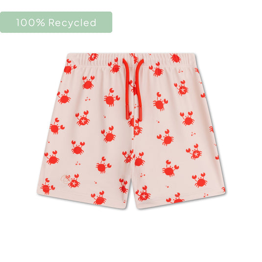 Crabby | beige rode uv zwemboxer jongens