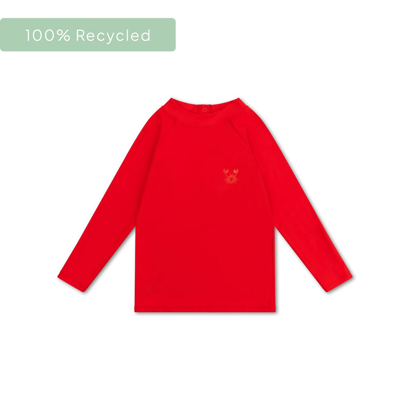 Load image into Gallery viewer, Crabby | beige rood uv zwemshirt met lange mouwen
