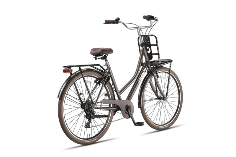 Load image into Gallery viewer, Crown berlin 28 inch 53 cm dames 7v v-brakes grijsbruin
