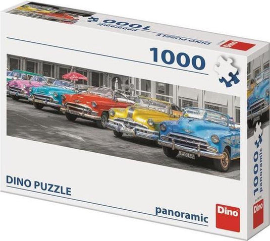 Dinotoys dino puzzel - panorama classic cars op cuba - 1000 stukjes