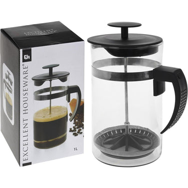 Excellent houseware koffiezetter glas 1 liter voor 8 kopjes ã˜10x20cm